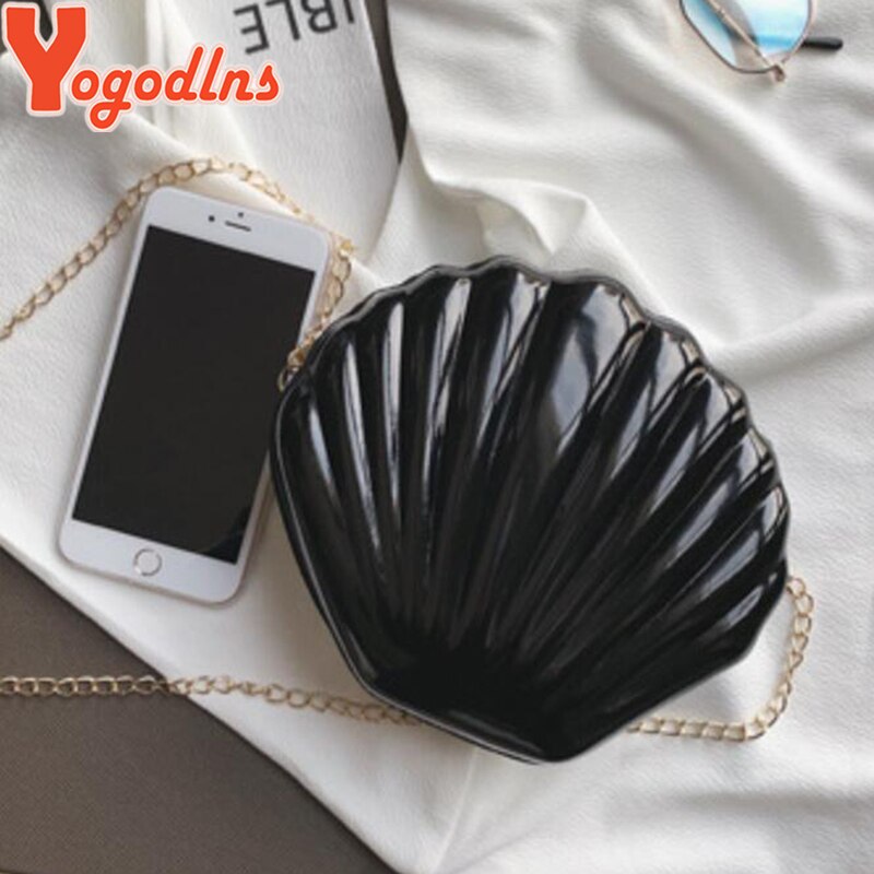 Yogodlns Vrouwen Wilde Mode Shell Zakken Keten Schoudertas Parel Rits Vrouwen Pvc Zak Zomer Mini Messenger Bags