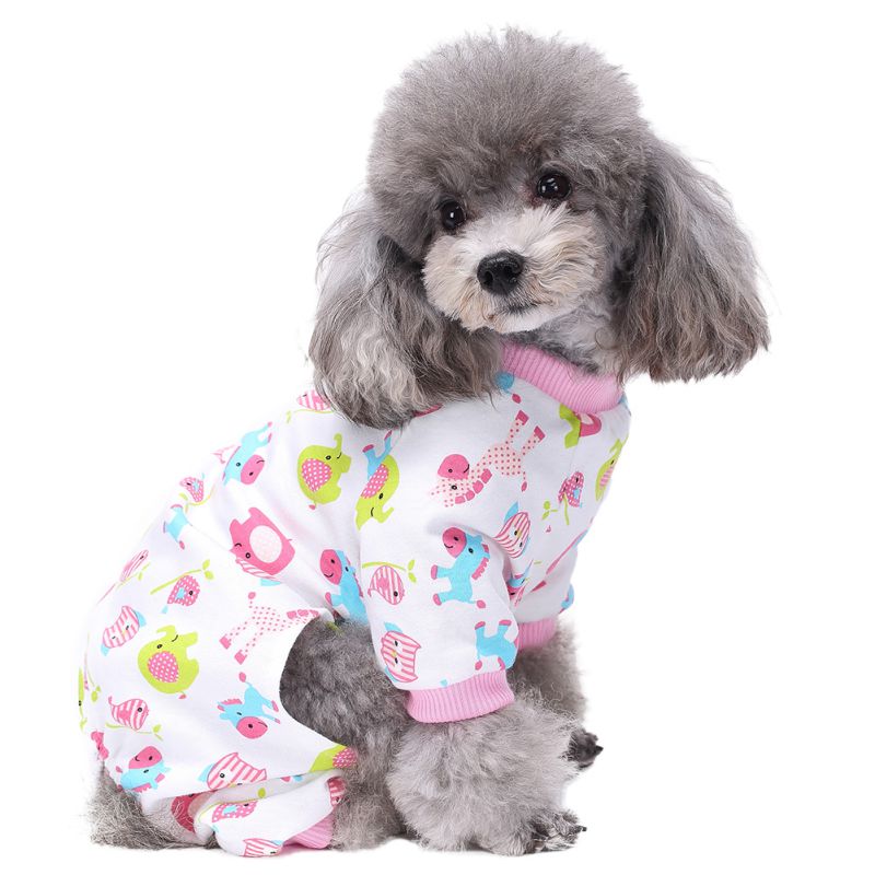 Schattige Pony Hond Print Pyjama Comfy Katoen Pet PJS Shirts Roze Blauw Honden Kleding En J