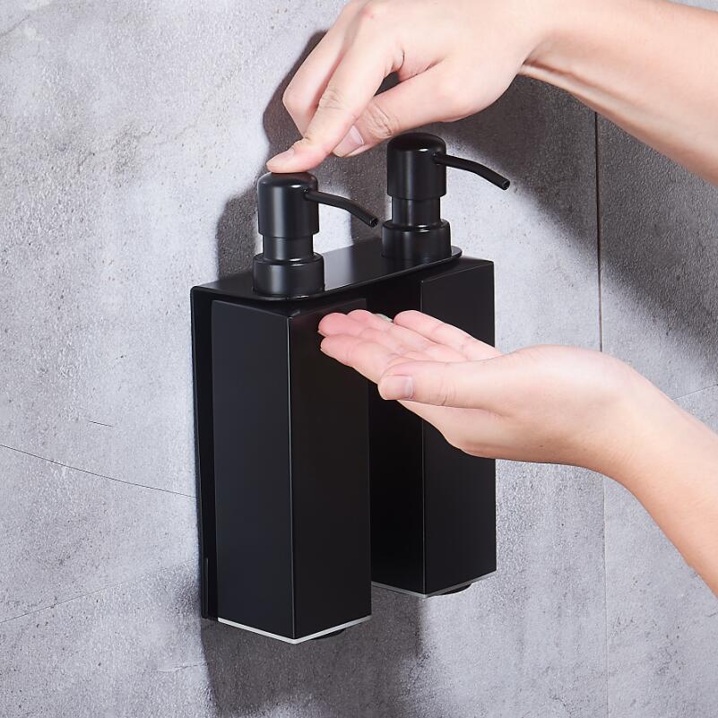 304 Stainless Steel Black Liquid Soap Dispenser Kitchen Sink Soap Container Bathroom Shampoo Box Wall Mounted Detergent Bottle