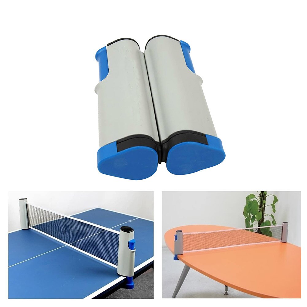 support de filet de Ping-Pong portatif support de filet de Ping-Pong rétractable accessoire de Ping-Pong support de filet de Ping-Pong avec 1 paire de Tennis de Table: Grey blue