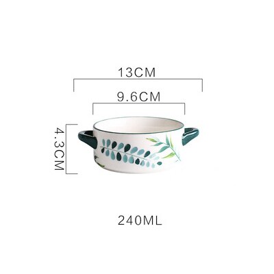 Porcelain Dinner Plate Set Round Green Plants Dish Sets Ceramic Cake Dessert Plate Bowl Mug Cups Dinnerware Decorative Flatware: 4