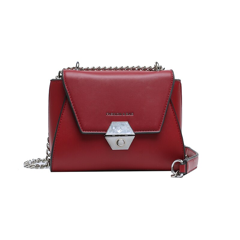 Sommar liten väska populära kedjor lås budväska kvinnor enkel vild axel tjejväska svart röd: Röd