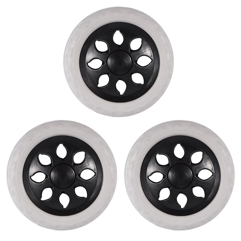 3X Black White Plastic Core Foam Shopping Trolley Cartwheel Casters