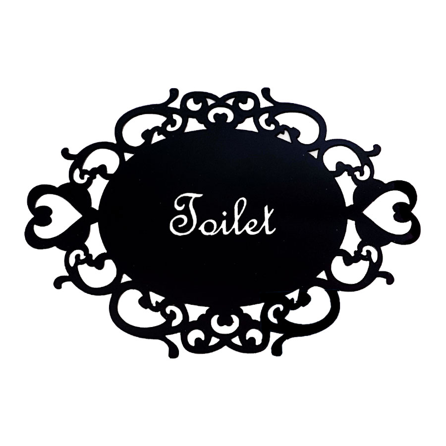 Bedroom Bathroom Toilet WC Door Sign Wall Sticker Signage Acrylic Mirror Oval Indicator Home Decor House Moving: L / black