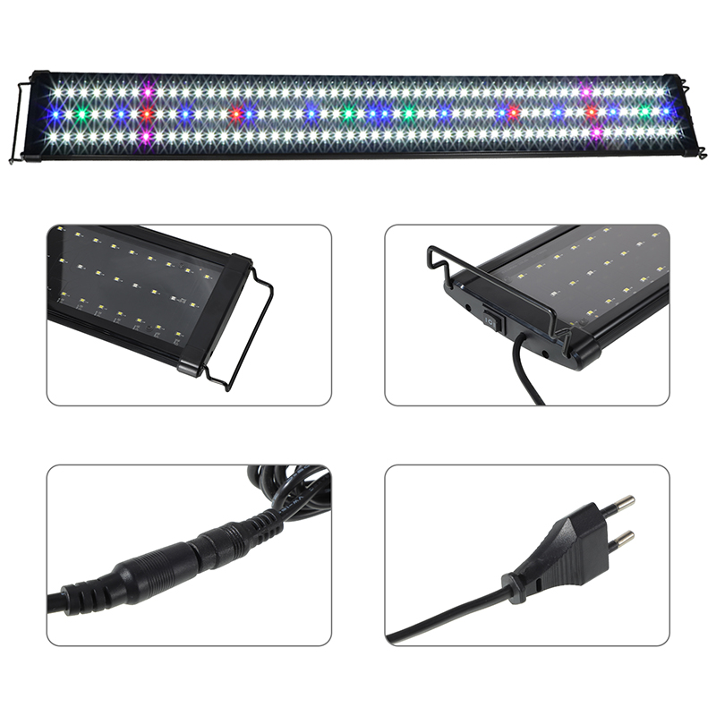 30-120cm LED Aquarium Light Multi-Color Full Spectrum Slim Fish Tank Aquatic Plant LandscapingMarine Grow Lighting Lamp EU PLUG