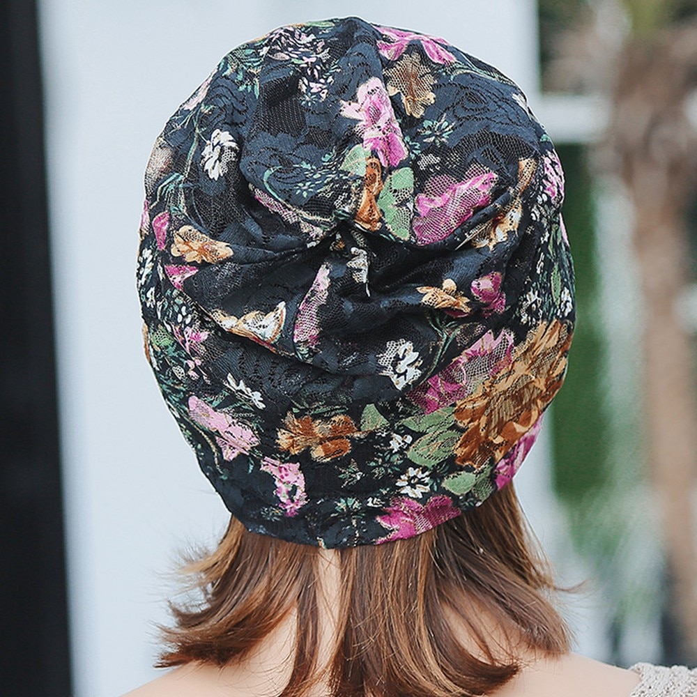 Kvinder blomst muslim cancer kemo hat hue tørklæde turban hoved wrap cap trykt hovedbeklædning dame hatte  #t5p