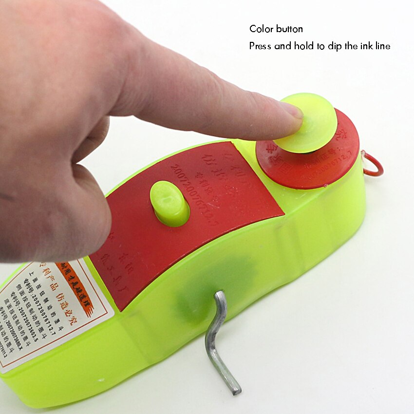 Hand Rolled Chalk Line Box with Locking Button, 6 Meters Chalk Line, Ink Fountain Chalk Line Scribe Carpenter Ink Marker