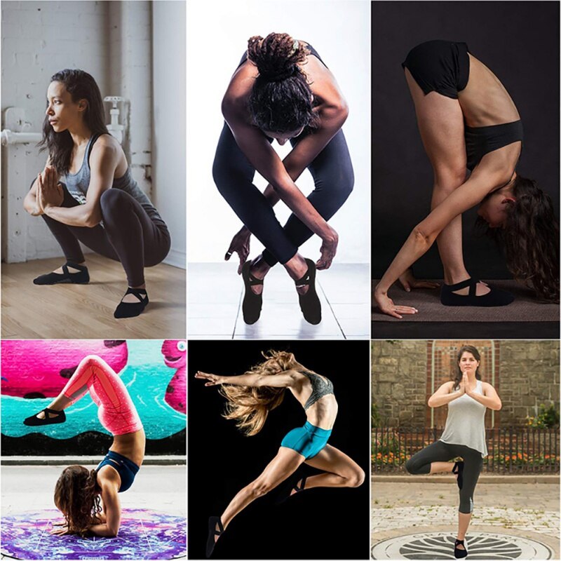 Women Bandage Yoga Socks Anti-Slip Quick-Dry Damping Pilates Ballet Socks Good Grip Women Cotton Socks Fitness Gym