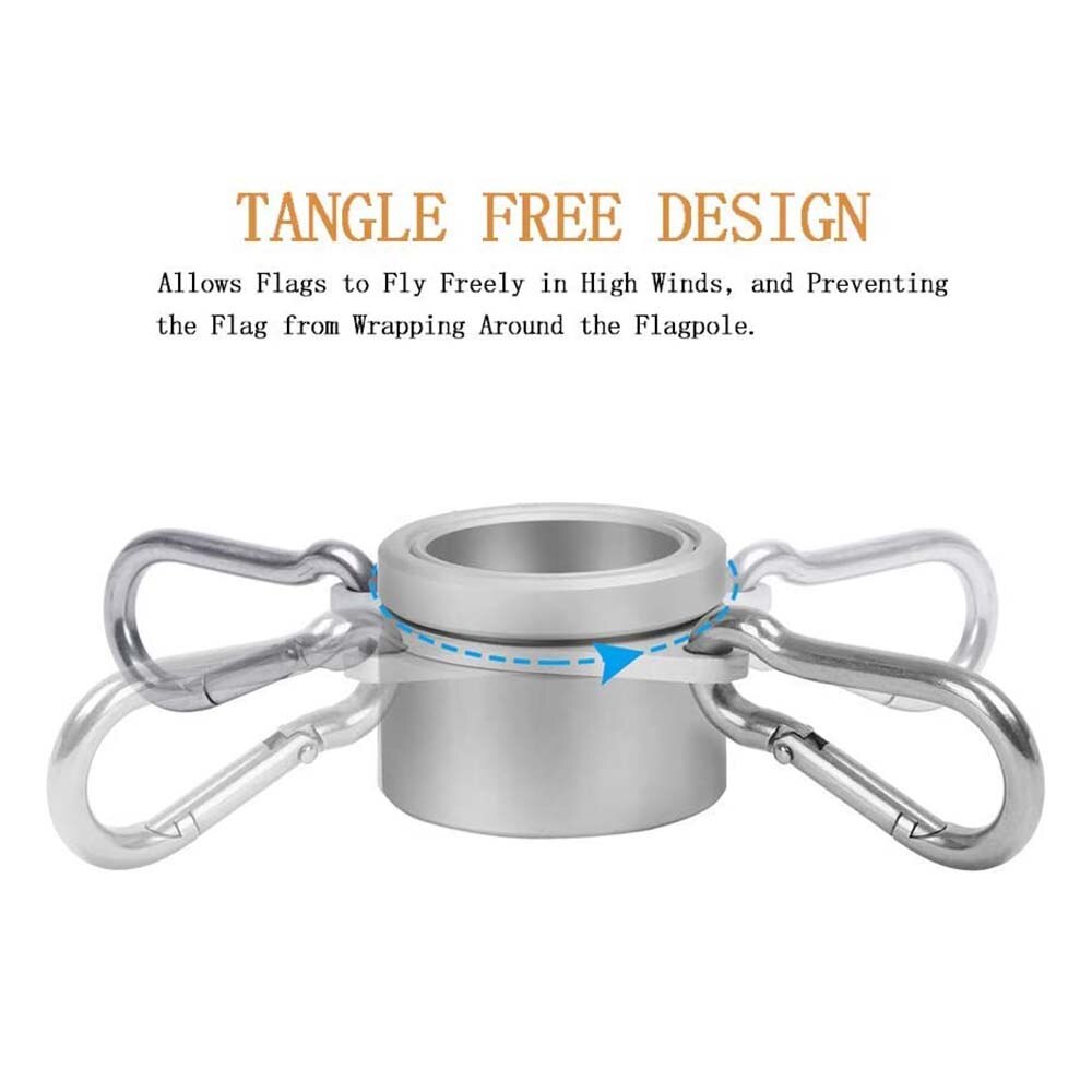 Roterende ringe clip anti wrap grommet monteringsringe kit sølv 2 stk/parti aluminiumslegering flagstang flagstang