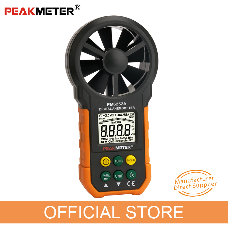 PEAKMETER PM6252A PM6252B LCD Digital Anemometer thermometer Wind Air Velocity Tester Humidity Temperature Backlight RH USB Port