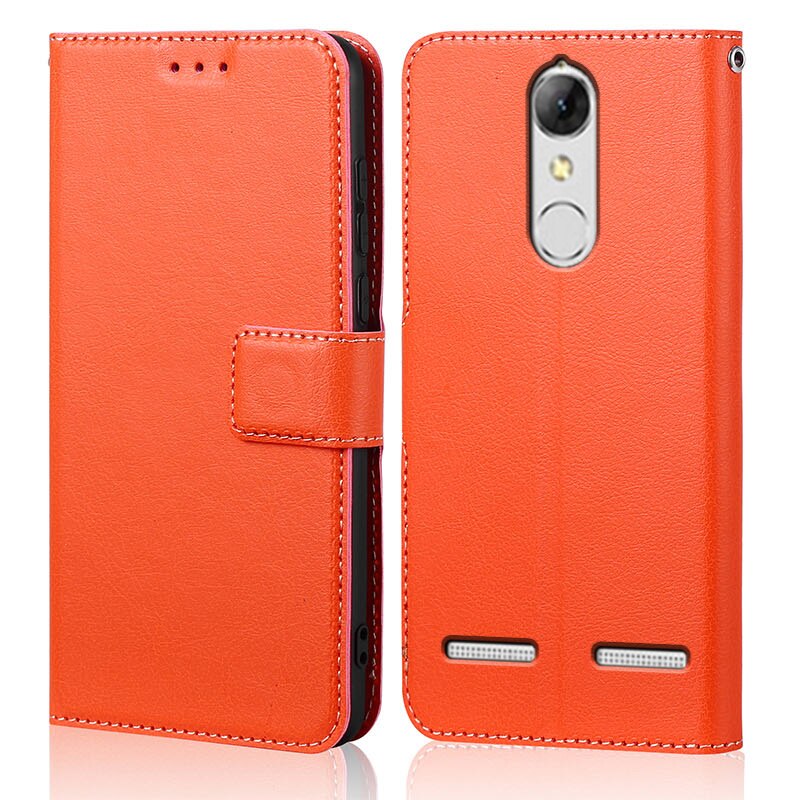 Coque en Silicone et cuir PU pour Lenovo K6 Power, 5.0 pouces, étui avec porte-cartes pour téléphone K33a48 K33a42: For Lenovo K6 / Orange