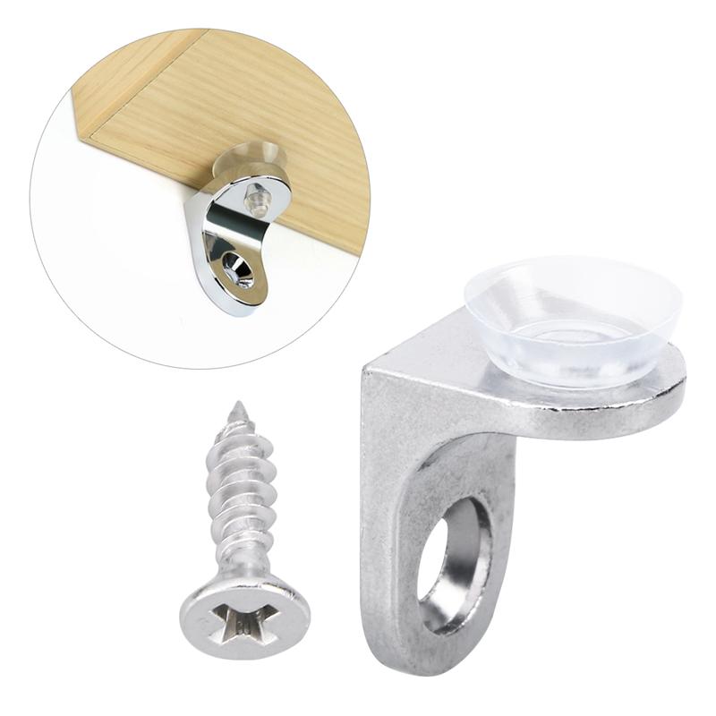 10/20 Pcs Glas Hout Plank Ondersteunt Met Zuignappen Ronde Plank Pinnen Met 10/20 Stuks Schroeven (Zilver)