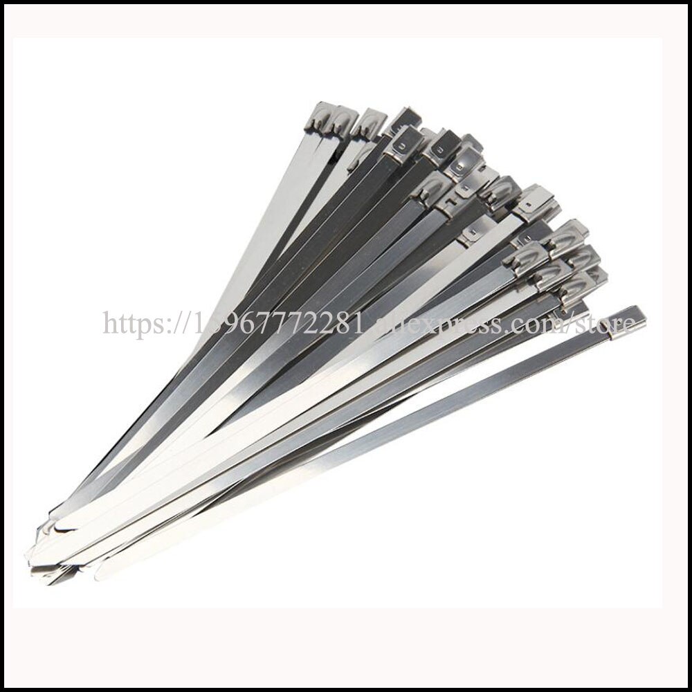 100 st buntband 304 självlåsande rostfritt stål buntband 4.6*600mm kabel metallinsats buntband plast sjötransport