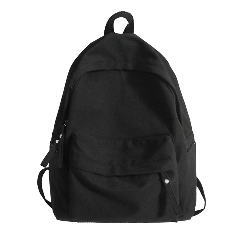 Mochila Simple de Color sólido para mujer, mochilas escolares de nailon impermeables para adolescentes y niñas, mochila de viaje para mujer, bolso de hombro 2022: Negro