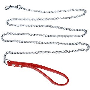 Bite Proof Heavy Duty Chain Dog Leash Pet Metal Lead Handle Trigger Hook Pet Training Collar Leash Necklace Dog Product: Red