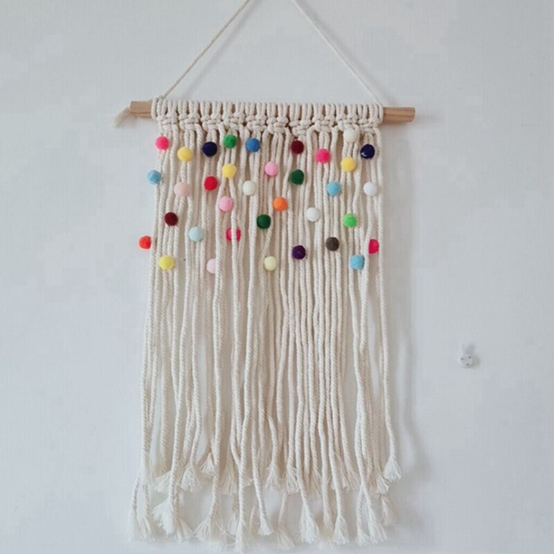 Tapiz de macramé colorido, decoración de pared para cuarto de niños, decoración colgante para habitación, tapices bohemios, telón de fondo, arte de pared hecho a mano