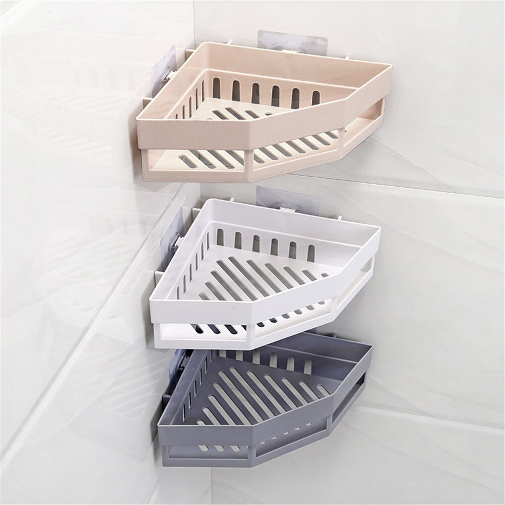 Plastique salle de bain étagère organisateur Snap Up coin étagère salle de bain coin étagère douche stockage support mural porte-shampooing # T2P