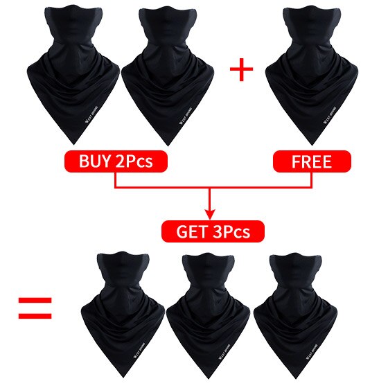 WEST BIKING Summer Breathable Cycling Face Mask Ice Fabric Bicycle Bandana Headwear Triangle Neck Scarf Fitness Sport Face Mask: Black 3 Pieces