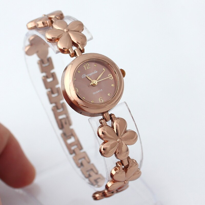 Kaffe farve mærke ur kvinder blomster armbånd ure luksus armbåndsure kjole ur casual vintage dame ur  o110