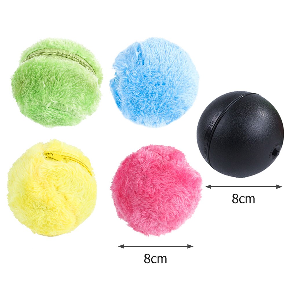 5pcs Magic Roller Ball Battery Powered Pet Electric Automatic Chew Plush Toys Dog Cat Interactive Funny Rolling Toys