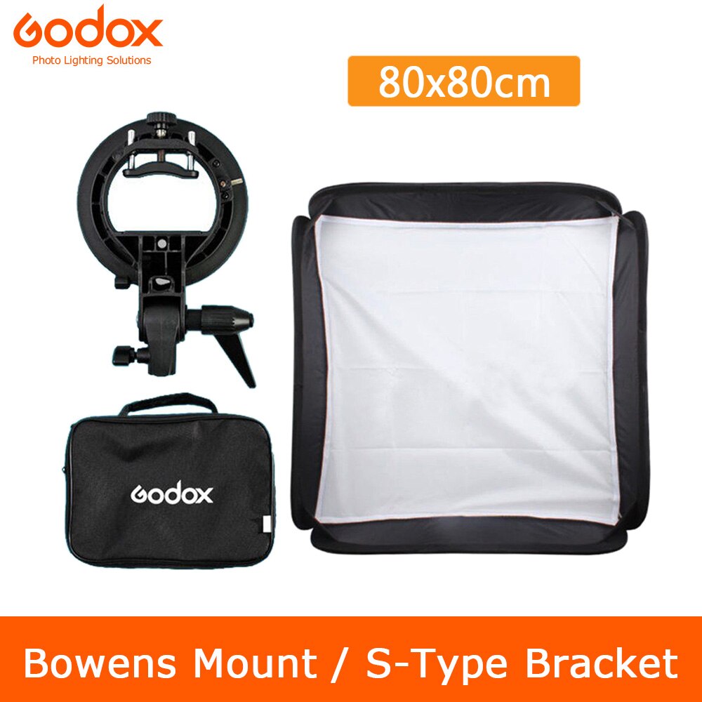 Godox – boîte à lumière de Studio Photo professionnelle 80x80cm, diffuseur + support de type S, support Bowens + Kit de sac pour lampe Flash d&#39;appareil Photo