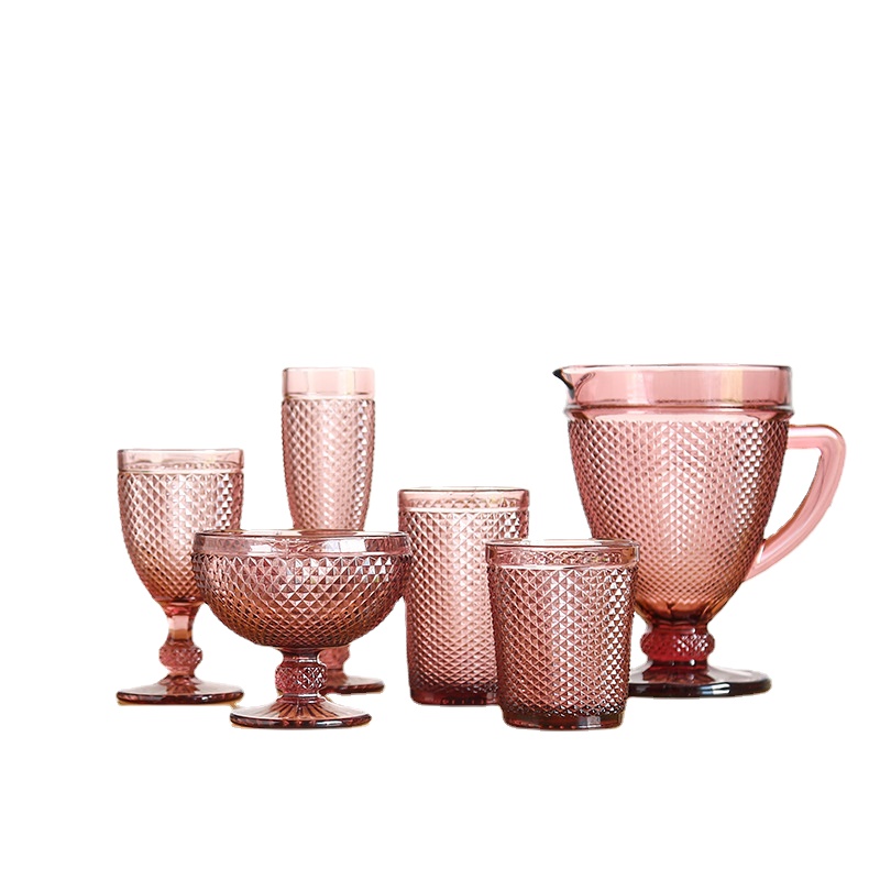 Copa de vino tinto en relieve de estilo europeo, copa de Color, decoración de boda, copa de vino, vaso de agua para el hogar
