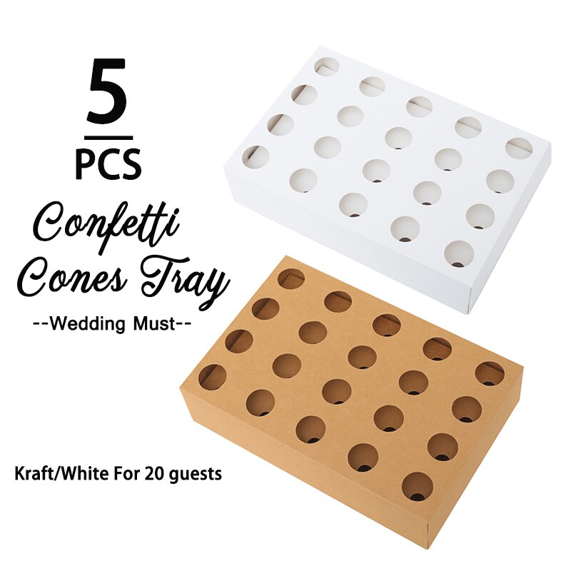 Confetti cone holder FEESTIGO natural confetti cones holder for wedding decoration White-Kraft confetti cones stand box tray