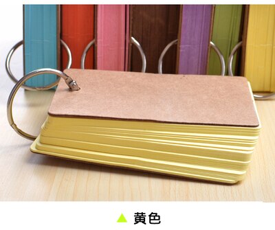 small 50 Unruled Blank Pages Notepad Word Cards, Binder Ring Easy Flip FlashCards alphabet cards for study: yellow