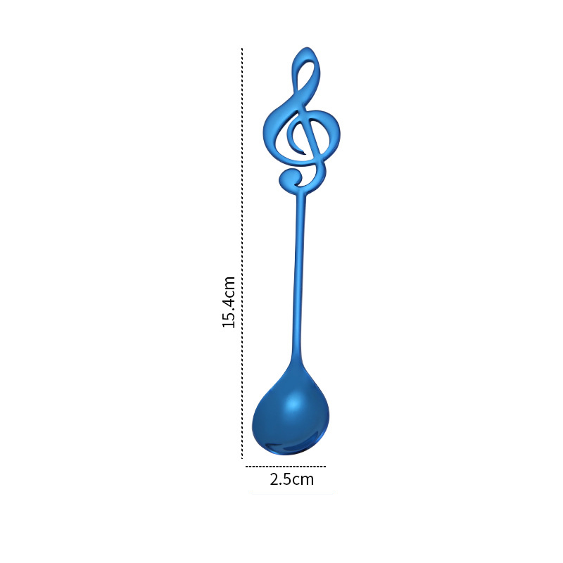 1/3/5/10pcs 304 Stainless Steel Musical Notes Coffee Spoon Stirring Cup Spoon Music Stick Ice Cream Spoon: Blue / XL