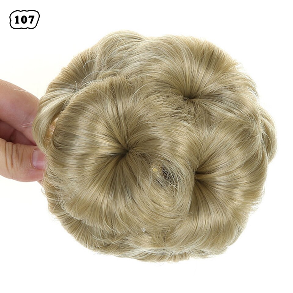 AILIADE 9 Colors Flower Style Synthetic Curly Hair Bun Donut Chignon Clip In Hairpiece Extensions Black Brown Golden Red: 107