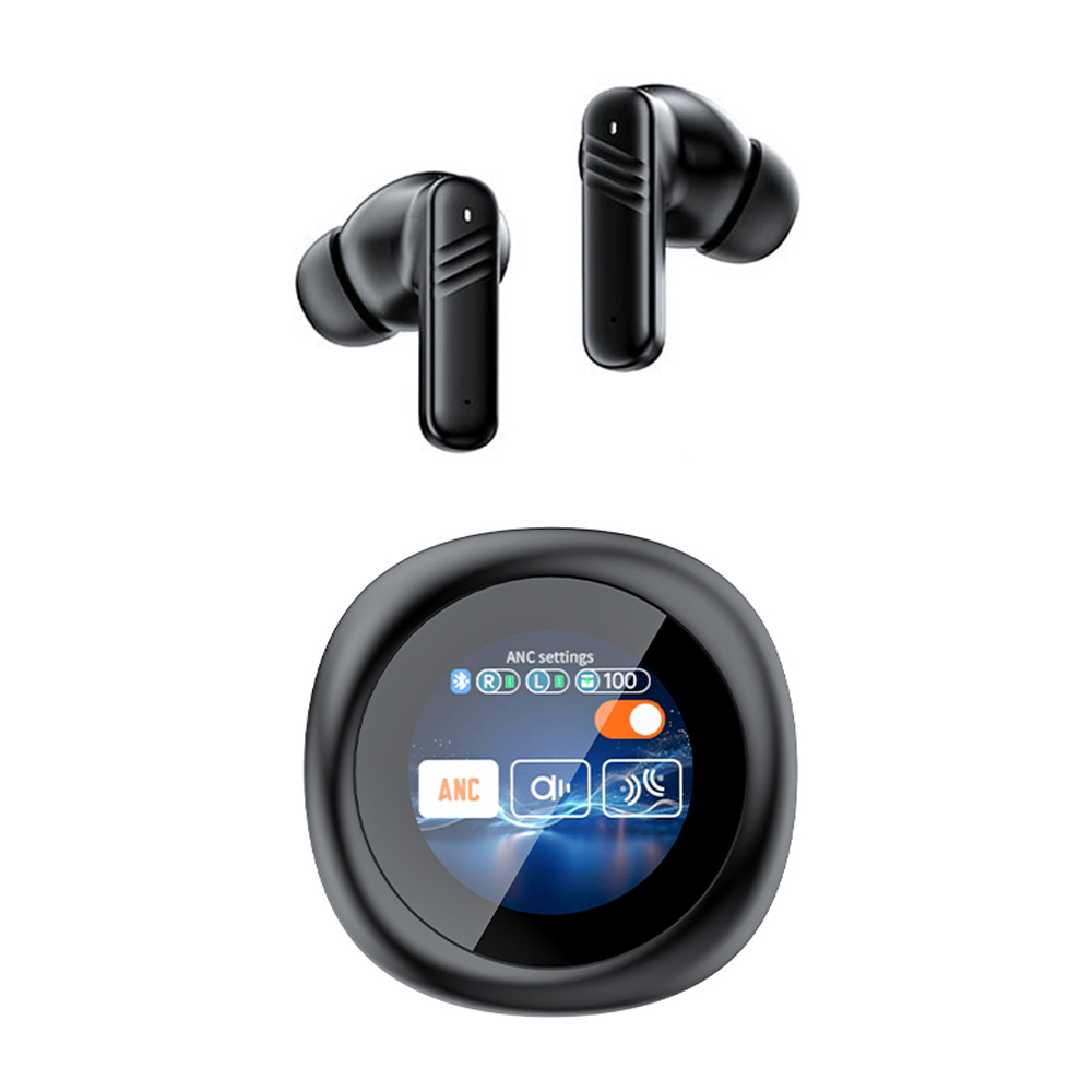 voll-Touchscreen-Kopfhörer ANC Bluetooth 5.4 Ohrhörer mit Geräuschunterdrückung, kabellose in-Ohr-ENC-Ohrhörer mit Mikrofon für Smartphone: Lila