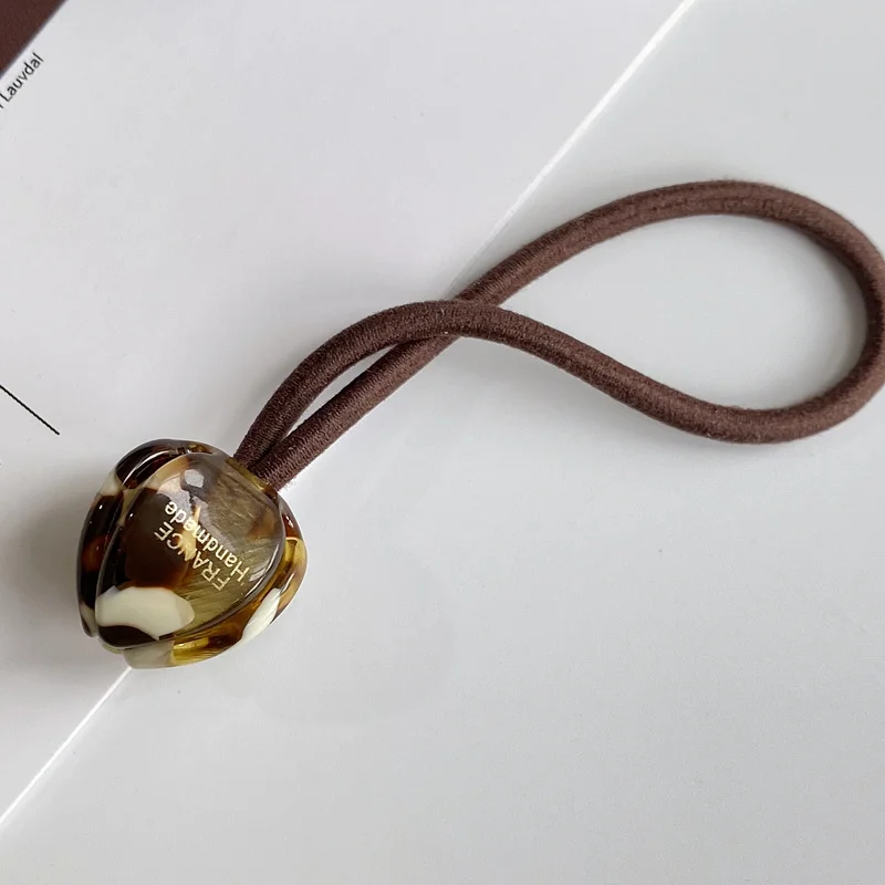 Círculo de pelo de flores coreano, cabeza de capullo de flor, cabeza de bola, cuerda para el pelo de cola de caballo alta, cuerda para el cabello enrollada, accesorio para el cabello de mujer: Champán