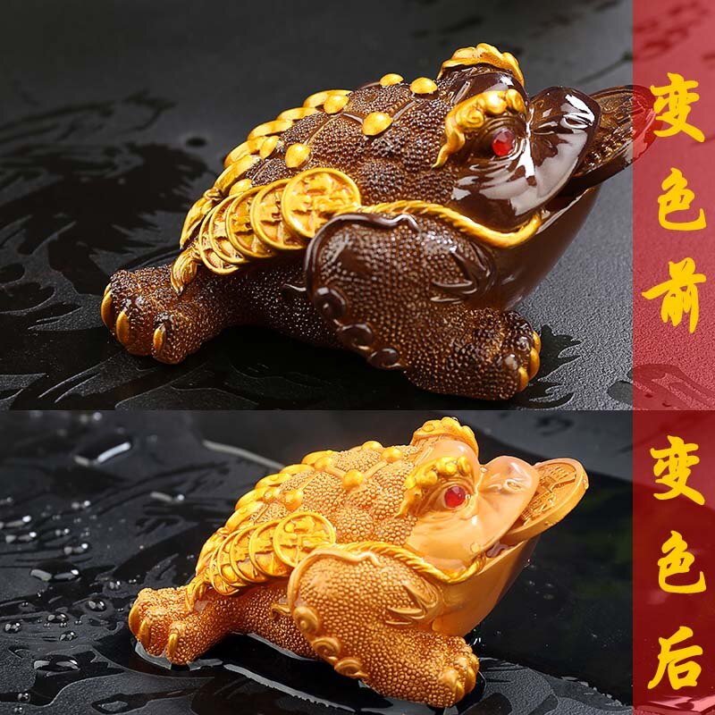 Descoloridos chá Ornamentos Pet Boutique Criativa Sapo Dourado Decoração Bandeja de Chá Sapo Inseto Ornamento Cor Jogo Sapo Chá Pet: F