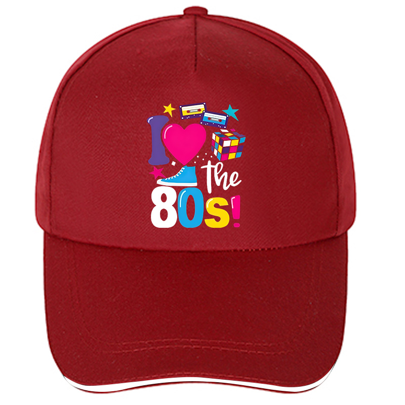 Casquette de Baseball rétro 80 Cartoon S pour femmes, 80 nostalgiques, années 1980, chapeaux courts Vintage pour femmes, réglage, chapeau de soleil d'extérieur décontracté: Rouge