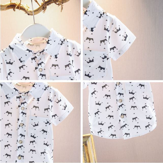 Camicie per camicette da bambino estive camicie Casual a maniche corte stelle stampate in cotone top per bambini vestiti per bambini