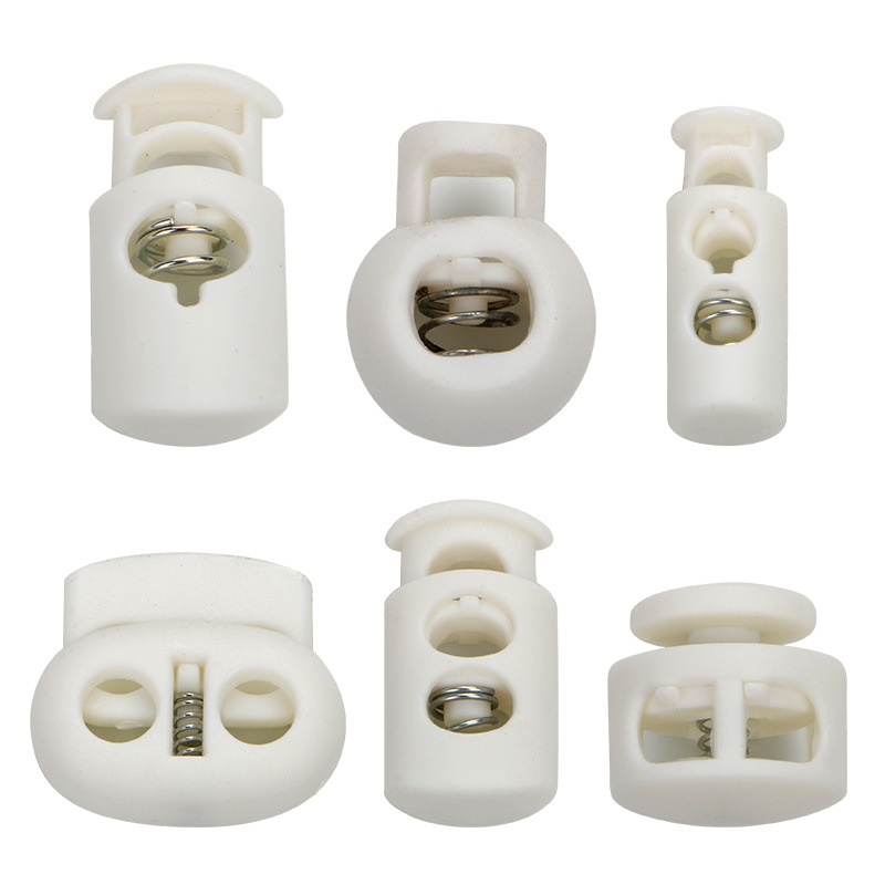 20-50 Pcs Single/Double hole Plastic Stopper Cord Lock Tighten Spring Cord End Buckles DIY Clothes Setting Button Accessories