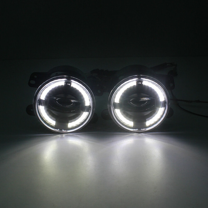 För jeep wrangler jk tj lj grand cherokee 4 tums rund bil ledd dimljus 4d projektorlins vit halo drl dimljus