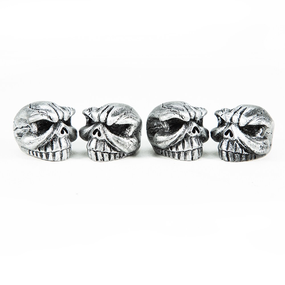 4 Stks/set Ventieldopjes Skull Tire Valve Dust Caps Voor Auto, Motor, Fiets Accessoires Ventieldopjes: Zilver