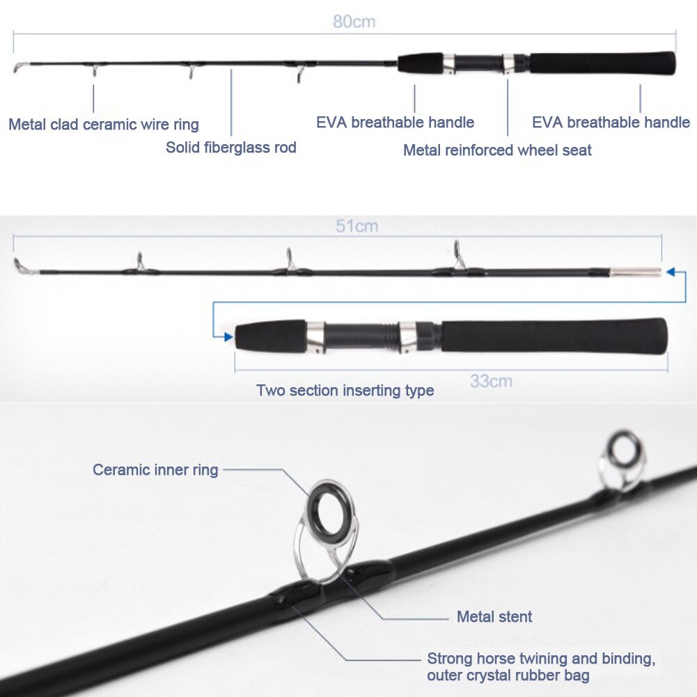 With Box Accessories Scissor Tool Solid Fiberglass Winter Outdoor Rod Reel Durable Combo Kit Ice Fishing Set