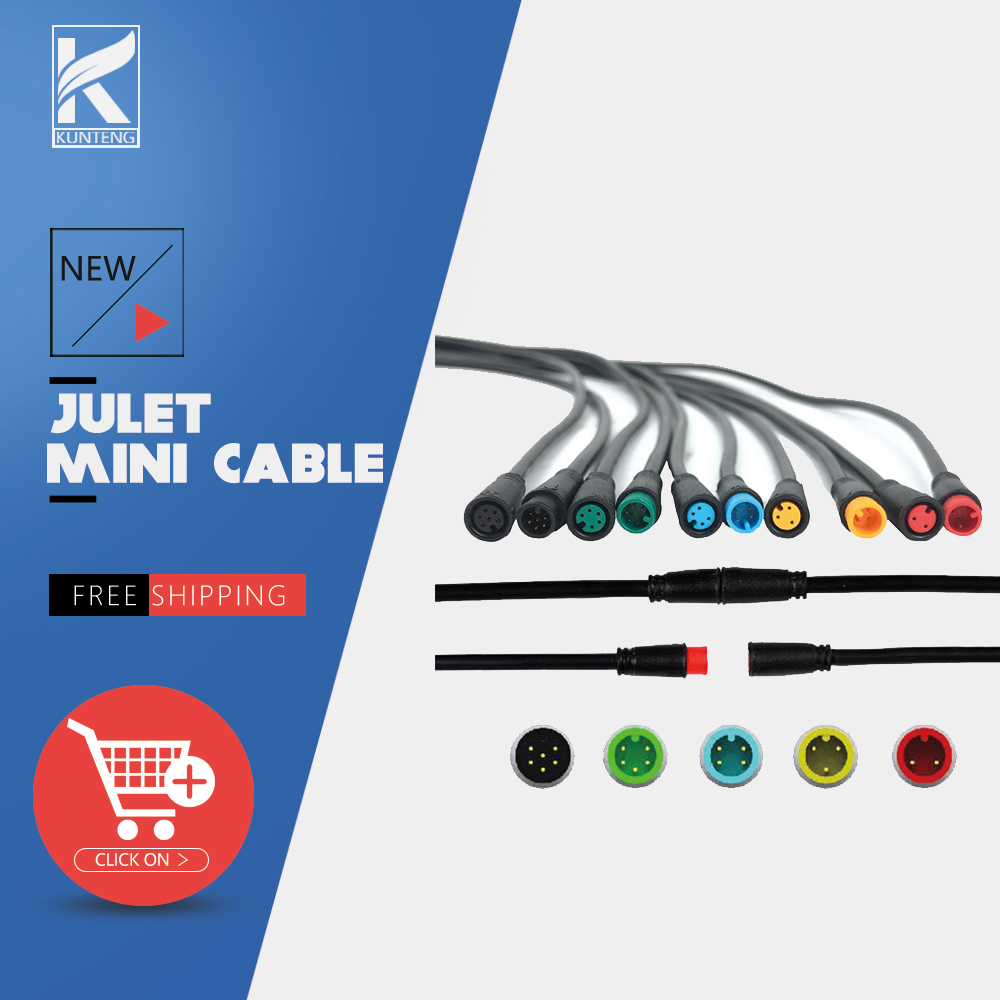 Julet Mini Connector 2 3 4 5 6 Pin Waterdichte Pulg Kabel Elektrische Fiets Ebike Verlengkabel Connector Voor Ebike onderdelen