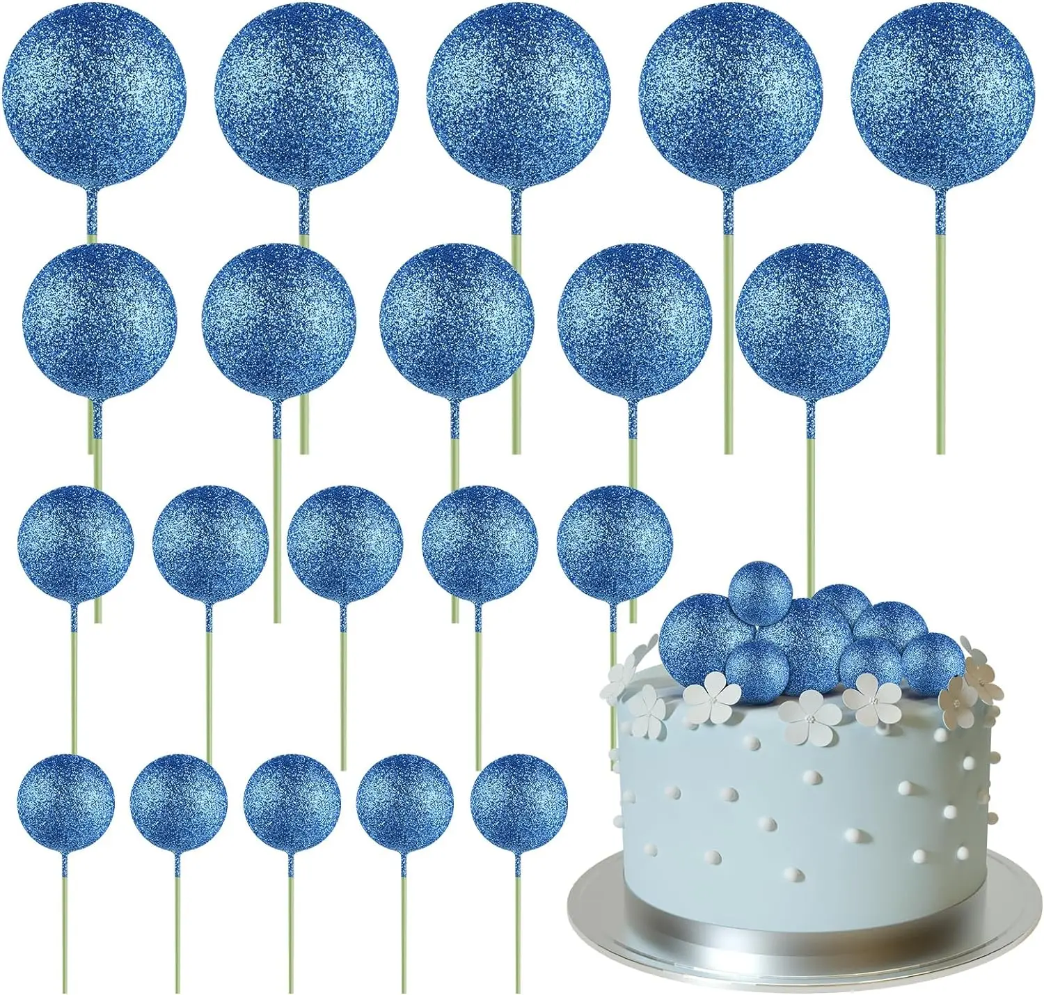 Décorations de décoration de gâteau mini ballon 20 pièces avec pics de boules d'or-décor de gâteau festif pour les célébrations: Olive