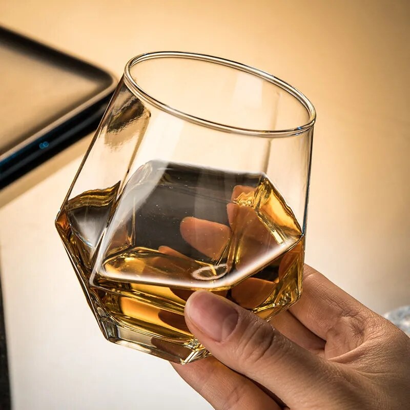 6PCS/SET Square Crystal Whiskey Glass Cup For the Home Bar Beer Water and Party Hotel Wedding Glasses Drinkware