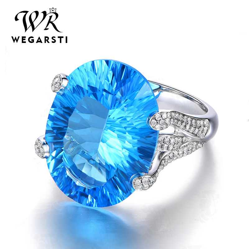 Wegarasti Zilver 925 Sieraden Ring Trendy Sapphire Party Classic 925 Sterling Zilveren Ringen Sieraden Vrouw Engagement