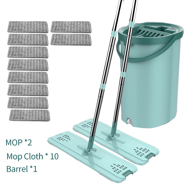Fortykket rustfrit stål udtrækkelig moppe husholdningsfedtmop med spand 360 graders drejelig rengøringsmop: Multi