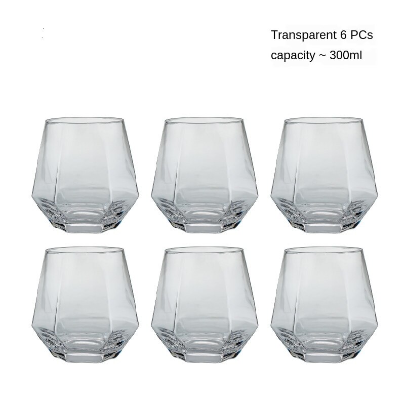 Verre coloré résistant à la chaleur, verre à Six faces, gobelets d'eau, tasse à jus de Cul, verre à boisson, haute apparence: 6PCS