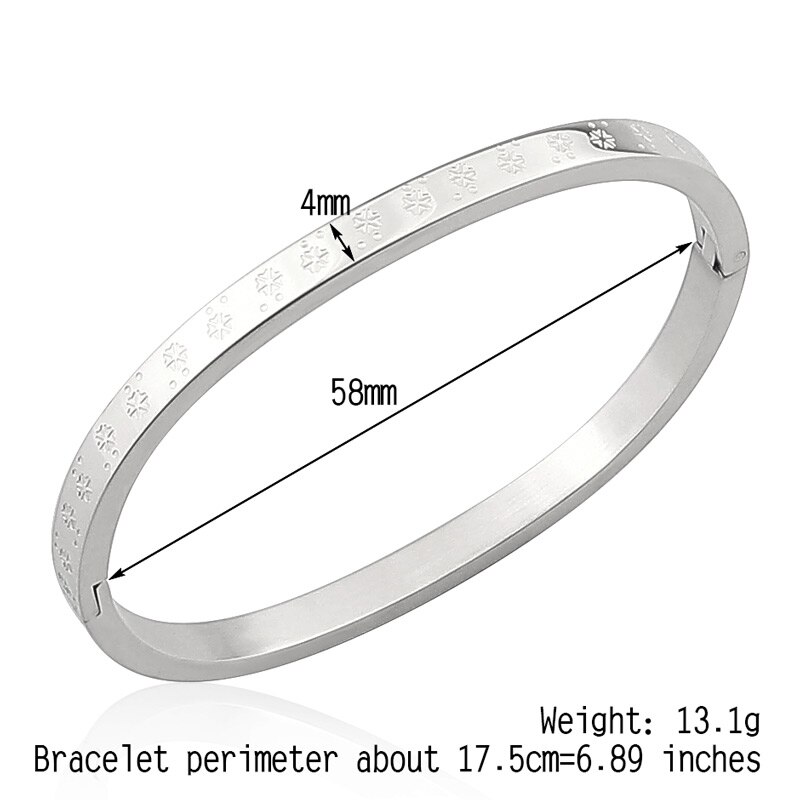 Nuovi gioielli caldi dell'acciaio inossidabile per i regali di marca di amore del partito del braccialetto grafico del fiocco di neve delle donne e dei bambini all'ingrosso: 4MM Silver 58mm