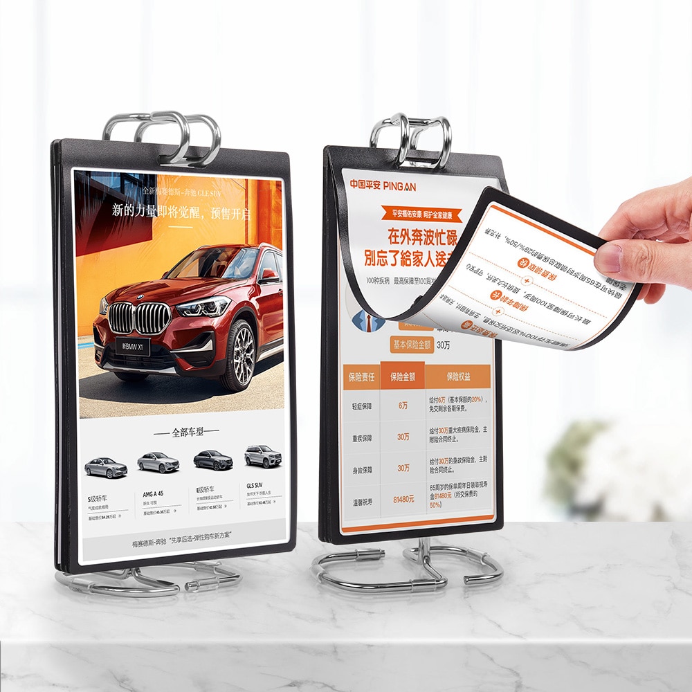 sviao Stainless Steel Tabletop Menu Holder PVC Page Sign Holder