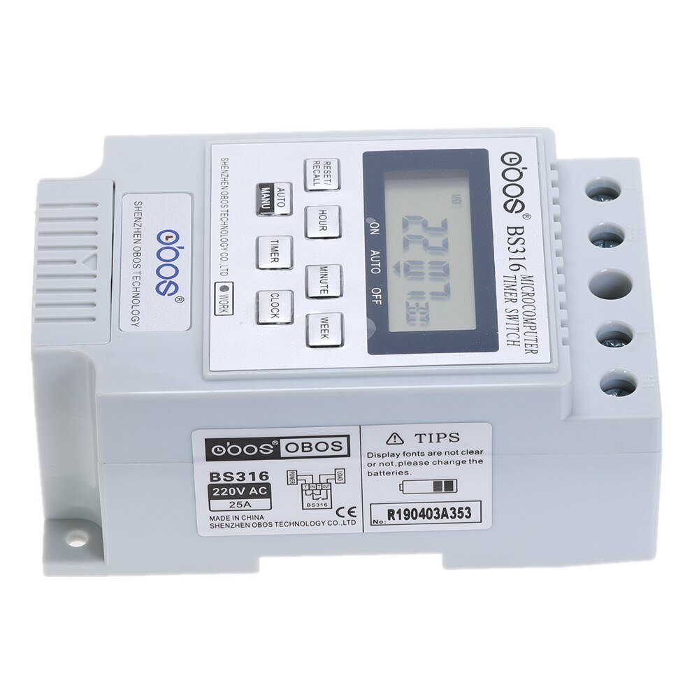 Interrupteur de minuterie numérique, AC 220V 50HZ/60HZ 25a, Rail Din, KG316T,