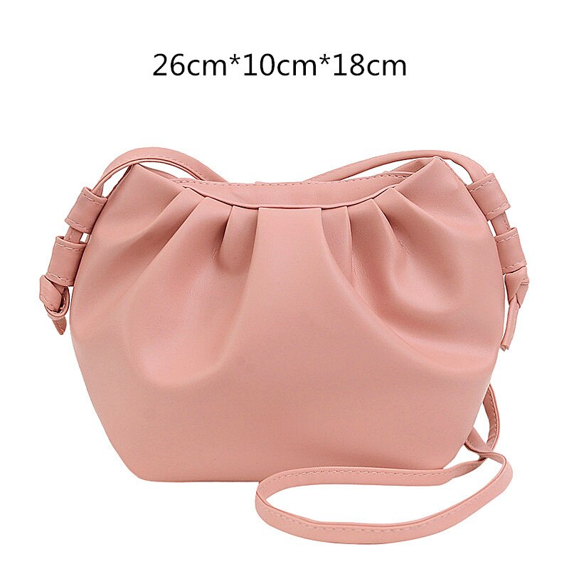 Brand Women's Bag Luxury Handbag Dumplings Clutch Bag Retro Leather Shoulder Crossbody Bags for Women Ruched Purse: B PINK