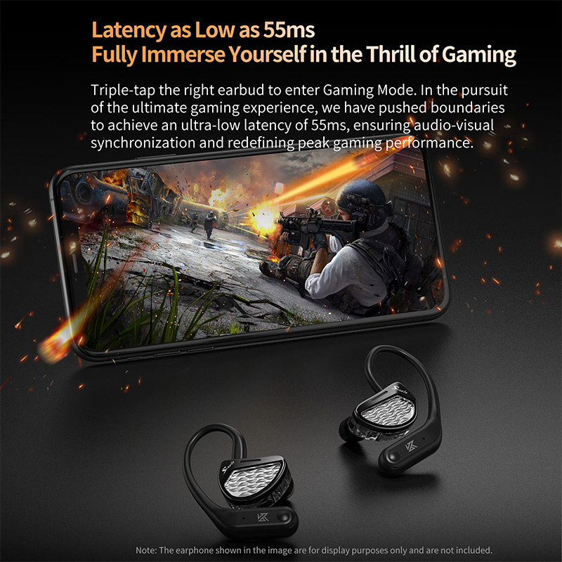 Kz  ae01 pro auricolari wireless con gancio auricolare, cavo, cancellazione del rumore, bluetooth, supporto a 5.2 c- pin, aac/aptx  az09 pro  ae01